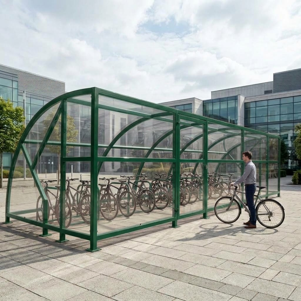 Premium 20-Cycle Extended-Front Bicycle Shelter