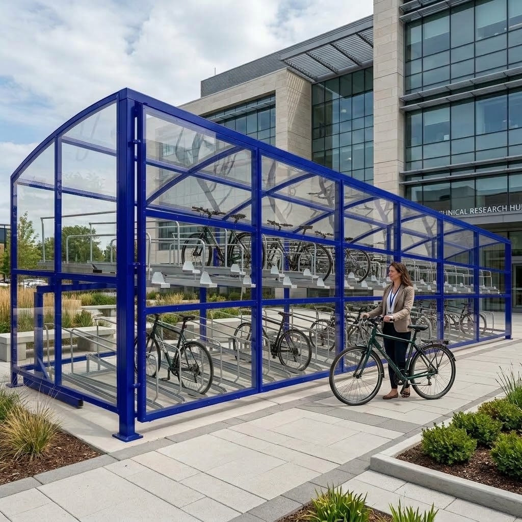 Commercial Open-Sided Bike Parking Shelter – 60 Bike Capacity
