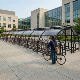 Heavy Duty 100 Bike Vented Cycle Compound – Covered Commercial Bicycle Parking Shelter