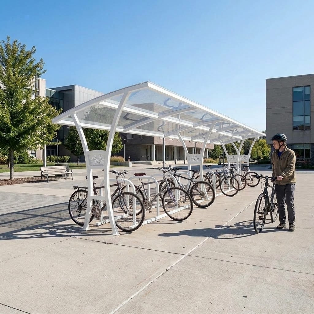 Heavy Duty 24-Bike Outdoor Cycle Shelter with Integrated Bike Rack – Covered Bicycle Storage Canopy for Schools, Workplaces & Public Areas
