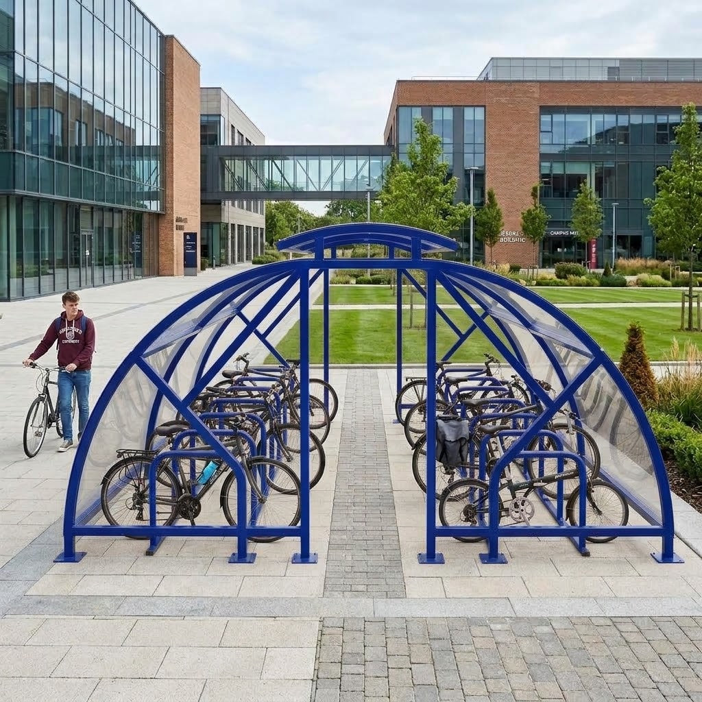 Heavy Duty 20 Bike Vented Cycle Compound – Covered Commercial Bicycle Shelter