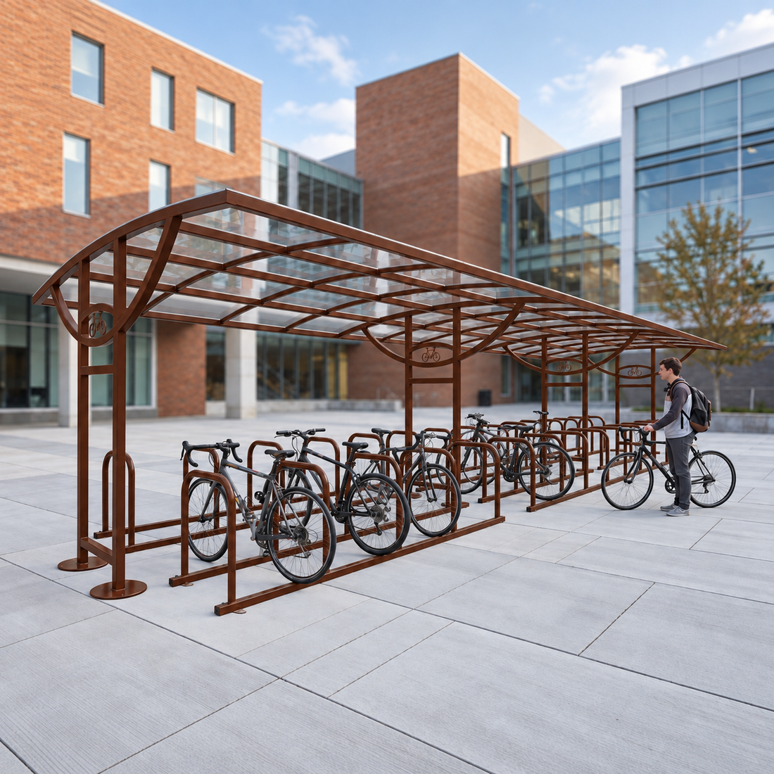Heavy Duty 48 Bike Cycle Shelter – Double Sided Outdoor Bicycle Parking Rack System for Commercial & School Use