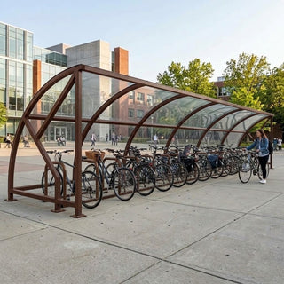 Large 24 Bike Capacity Cycle Shelter – Heavy Duty Open Front Steel Bicycle Storage Canopy