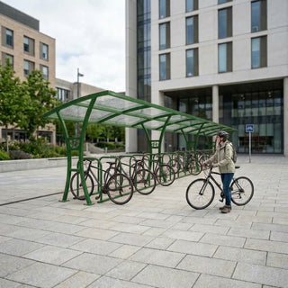 Outdoor 40 Bike Shelter – Single-Side Cycle Parking Structure with Steel Frame & Protective Roof