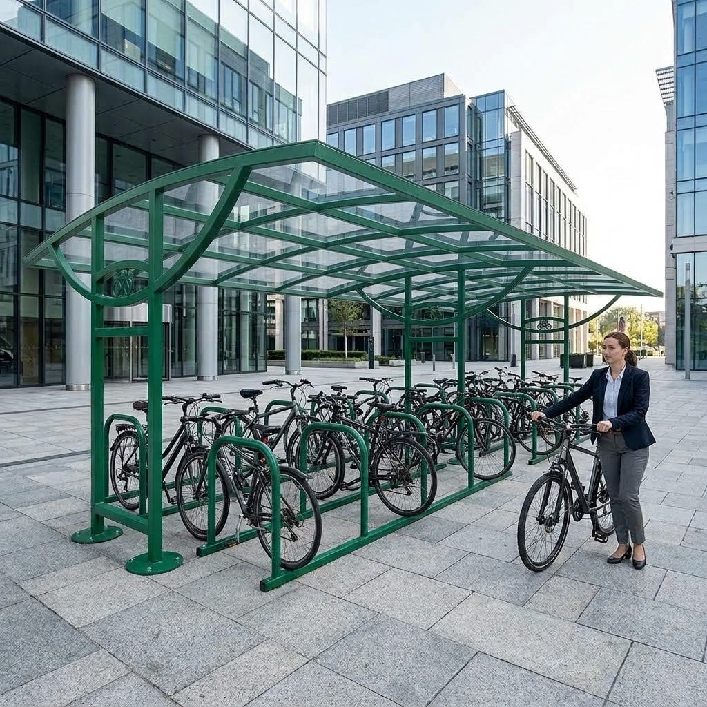Heavy Duty Double Cycle Shelter – 28 Bike Capacity Steel Outdoor Storage Canopy