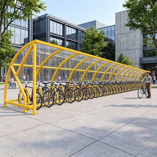 Outdoor Bike Storage Shelter for 40 Cycles – Secure Covered Parking for Schools & Workplaces