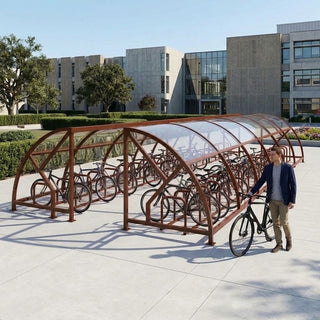 Heavy Duty 48 Bike Compound Shelter – Large Outdoor Covered Cycle Parking System