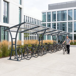 30 bike cycle shelter in anthracite grey at a technology park