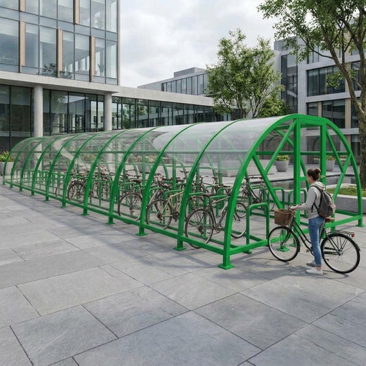 Heavy Duty 100 Cycle Bike Shelter – Large Secure Covered Bicycle Storage Shelter for Commercial & Public Areas