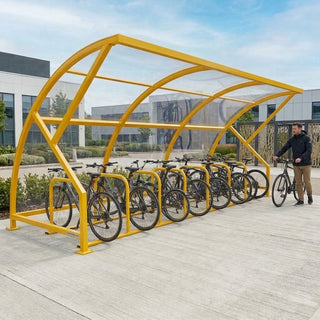 Large Capacity Bike Shelter for 14 Cycles – Steel Frame Outdoor Cycle Storage