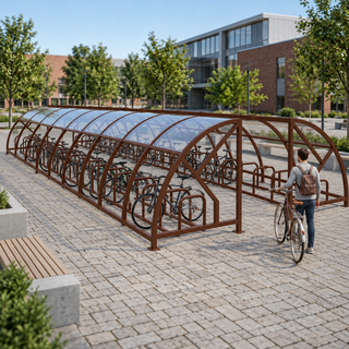 Heavy Duty 60 Bike Cycle Compound Shelter – Large Outdoor Secure Bicycle Storage Canopy
