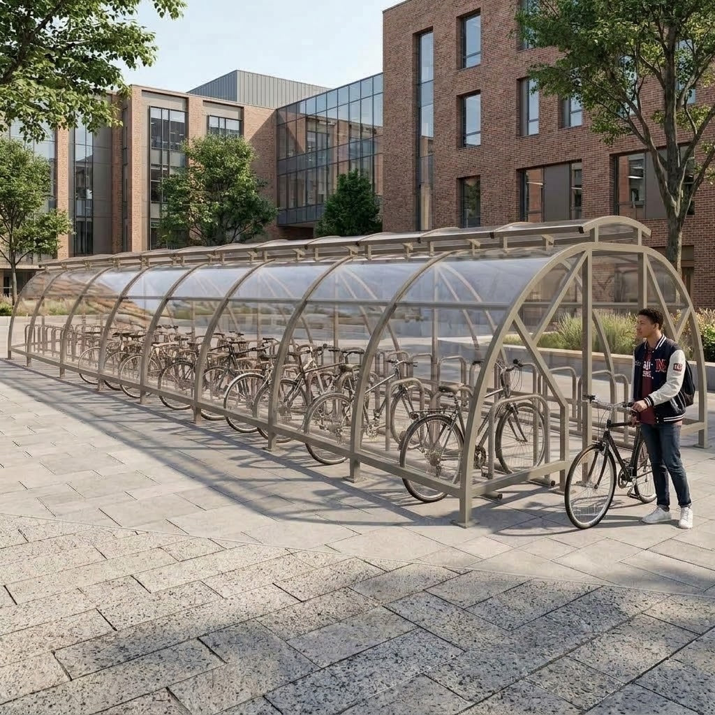Heavy Duty 80 Bike Vented Cycle Compound – Covered Outdoor Bicycle Parking Shelter