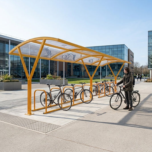 Outdoor 20 Bike Shelter – Heavy Duty Steel Cycle Rack with Clear Roof Cover
