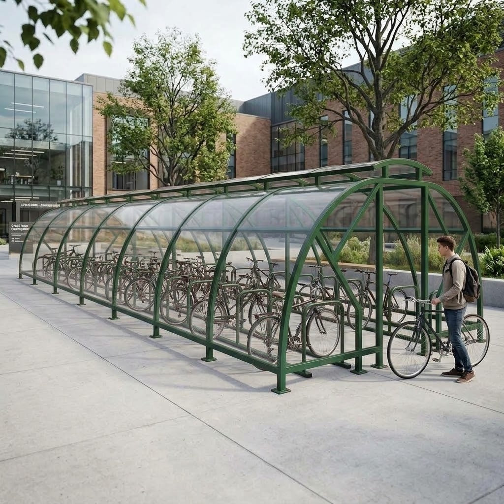 Heavy Duty 68 Bike Vented Cycle Compound – Covered Outdoor Bicycle Parking Shelter