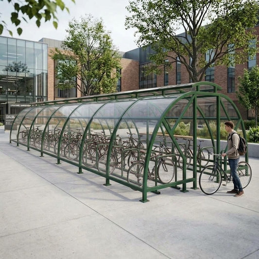 Heavy Duty 68 Bike Vented Cycle Compound – Covered Outdoor Bicycle Parking Shelter