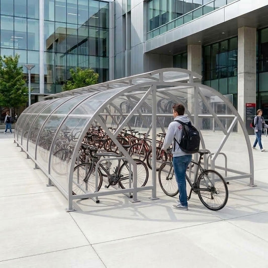 Heavy Duty 60 Bike Vented Cycle Compound – Covered Outdoor Bicycle Parking Shelter