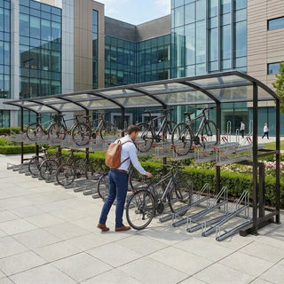 Heavy-Duty Two Level Cycle Parking Shelter for 60 Bicycles