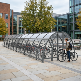 Heavy Duty 100 Bike Covered Cycle Compound – Commercial Bicycle Parking Shelter