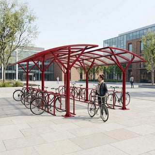 Heavy-Duty 56 Space Double-Sided Cycle Shelter with Galvanised Bike Racks