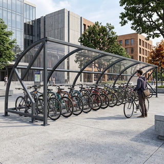 Heavy Duty 30 Bike Cycle Shelter – Open Front Steel Bicycle Storage Canopy with 60x60mm Frame