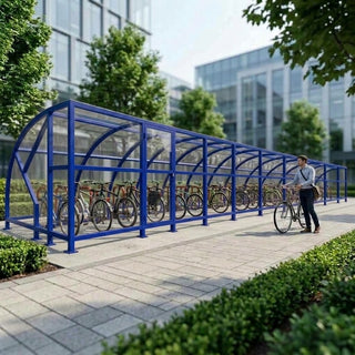 Professional 50-Cycle Bicycle Shelter with Extended Front Coverage