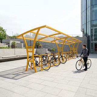 Heavy Duty 24-Bike Outdoor Cycle Shelter with Integrated Bike Rack – Covered Bicycle Storage Canopy for Schools, Workplaces & Public Areas
