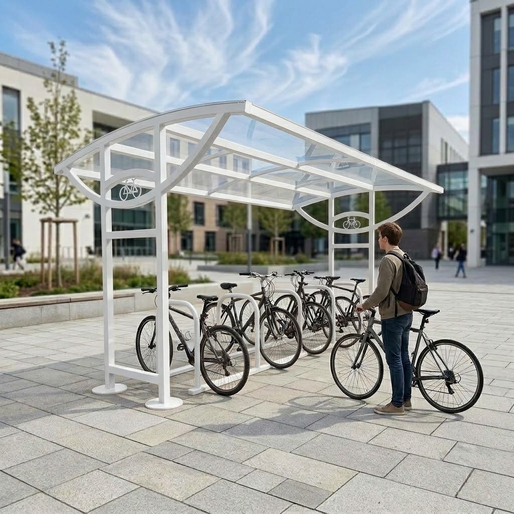 Compact 10 Cycle Shelter – Single-Sided Outdoor Steel Bike Storage Unit