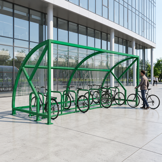 Heavy Duty Outdoor Bike Shelter for 10 Cycles – Open Access Covered Cycle Parking with 60mm Steel Frame