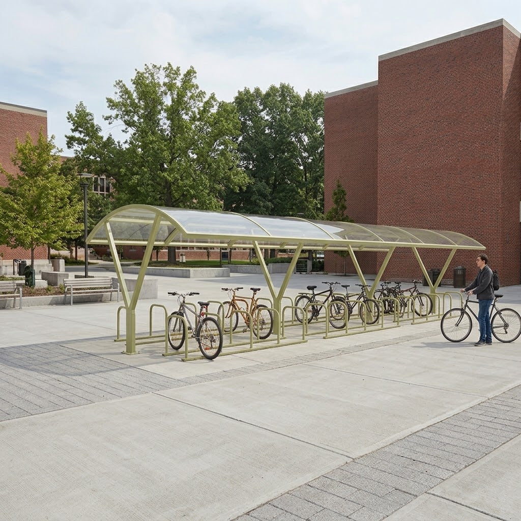 Large Capacity Double-Sided Cycle Shelter – Steel Bike Storage Canopy for Up to 60 Bicycles