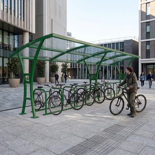 Heavy-Duty 20 Space Covered Cycle Parking Shelter with Galvanised Bike Stands