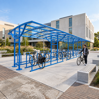 Heavy Duty 48 Bike Cycle Shelter – Double Sided Outdoor Bicycle Parking Rack System for Commercial & School Use