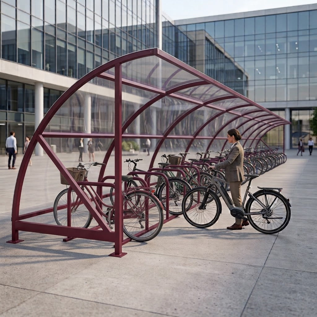 34 Cycle Bike Shelter – Heavy Duty Outdoor Cycle Storage Canopy with Galvanised Steel Frame & Polycarbonate Roof