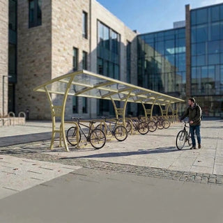 Outdoor 40 Bike Shelter – Single-Side Cycle Parking Structure with Steel Frame & Protective Roof