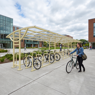 Commercial 60 Bicycle Shelter – Double Access Outdoor Bike Storage System with Integrated Racks