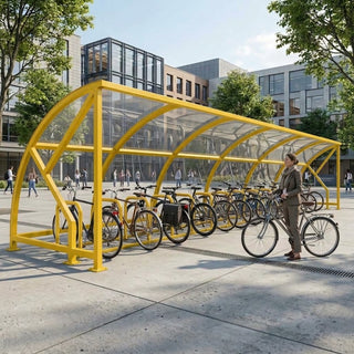 Large 24 Bike Capacity Cycle Shelter – Heavy Duty Open Front Steel Bicycle Storage Canopy