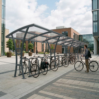 Outdoor 40 Bike Shelter – Single-Side Cycle Parking Structure with Steel Frame & Protective Roof