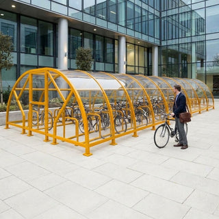 Heavy Duty 88 Cycle Bike Shelter – Extra Large Secure Covered Bicycle Storage Shelter for Commercial & Public Environments