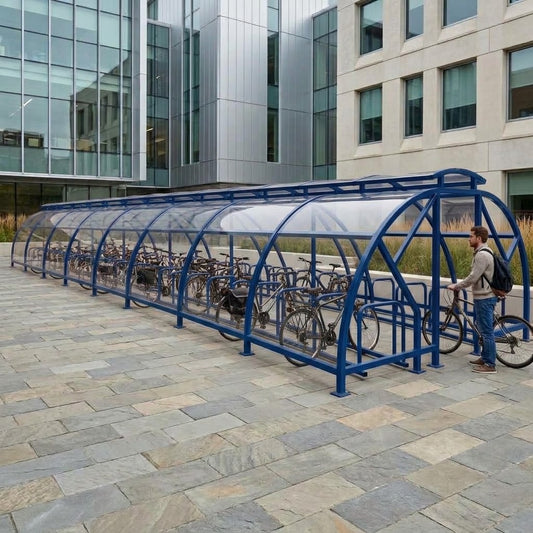 Heavy Duty 100 Bike Vented Cycle Compound – Covered Commercial Bicycle Parking Shelter