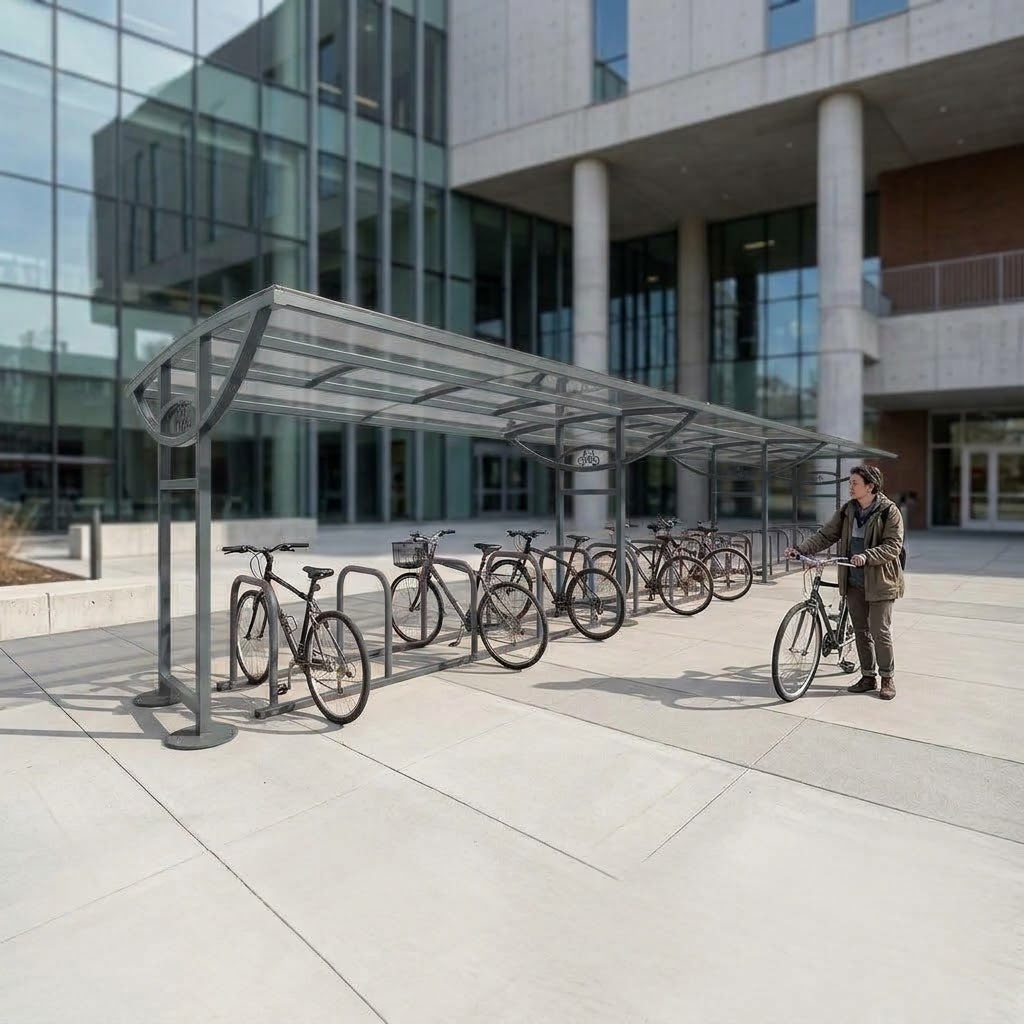 30 Bike Single Entry Cycle Shelter – Heavy Duty Covered Bicycle Parking Shelter
