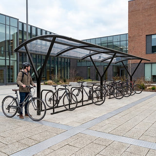 Outdoor 20 Bike Shelter – Heavy Duty Steel Cycle Rack with Clear Roof Cover