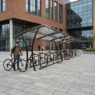 Heavy Duty 24-Bike Outdoor Cycle Shelter with Integrated Bike Rack – Covered Bicycle Storage Canopy for Schools, Workplaces & Public Areas