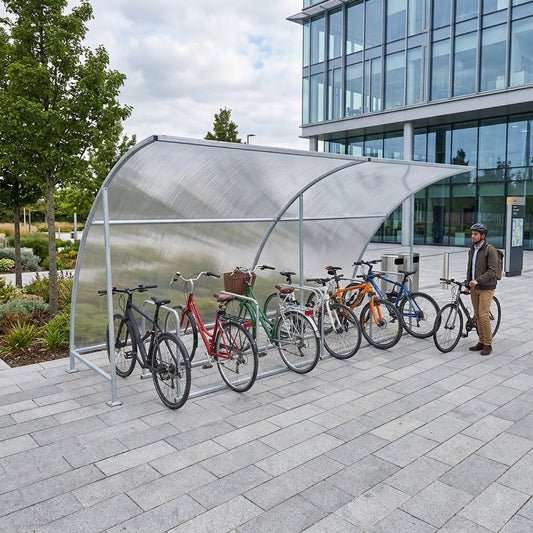 10-Bike Galvanised Cycle Shelter with Integrated Cycle Stands