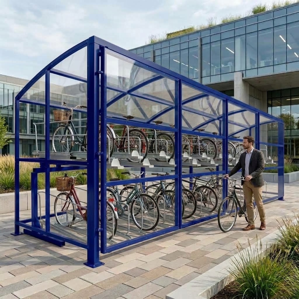 Commercial Open-Sided Bike Parking Shelter – 30 Bike Capacity