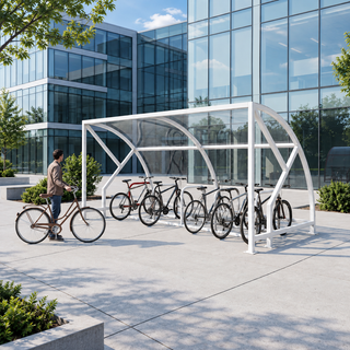 Heavy Duty Outdoor Bike Shelter for 10 Cycles – Open Access Covered Cycle Parking with 60mm Steel Frame