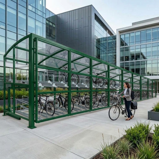 90-Cycle Two-Tier Bicycle Shelter with High-Capacity Cycle Racking