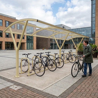 Outdoor 20 Bike Shelter – Heavy Duty Steel Cycle Rack with Clear Roof Cover