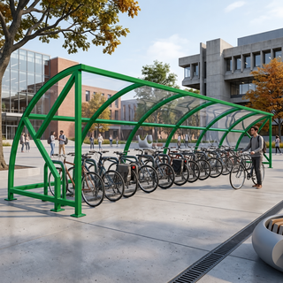 Large 24 Bike Capacity Cycle Shelter – Heavy Duty Open Front Steel Bicycle Storage Canopy