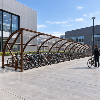 Outdoor Bike Storage Shelter for 40 Cycles – Secure Covered Parking for Schools & Workplaces