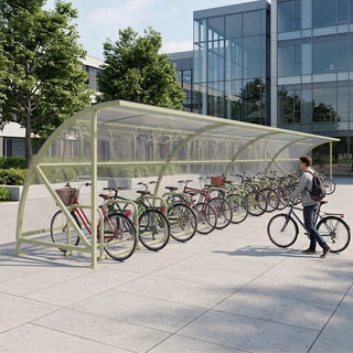 34 Cycle Bike Shelter – Heavy Duty Outdoor Cycle Storage Canopy with Galvanised Steel Frame & Polycarbonate Roof