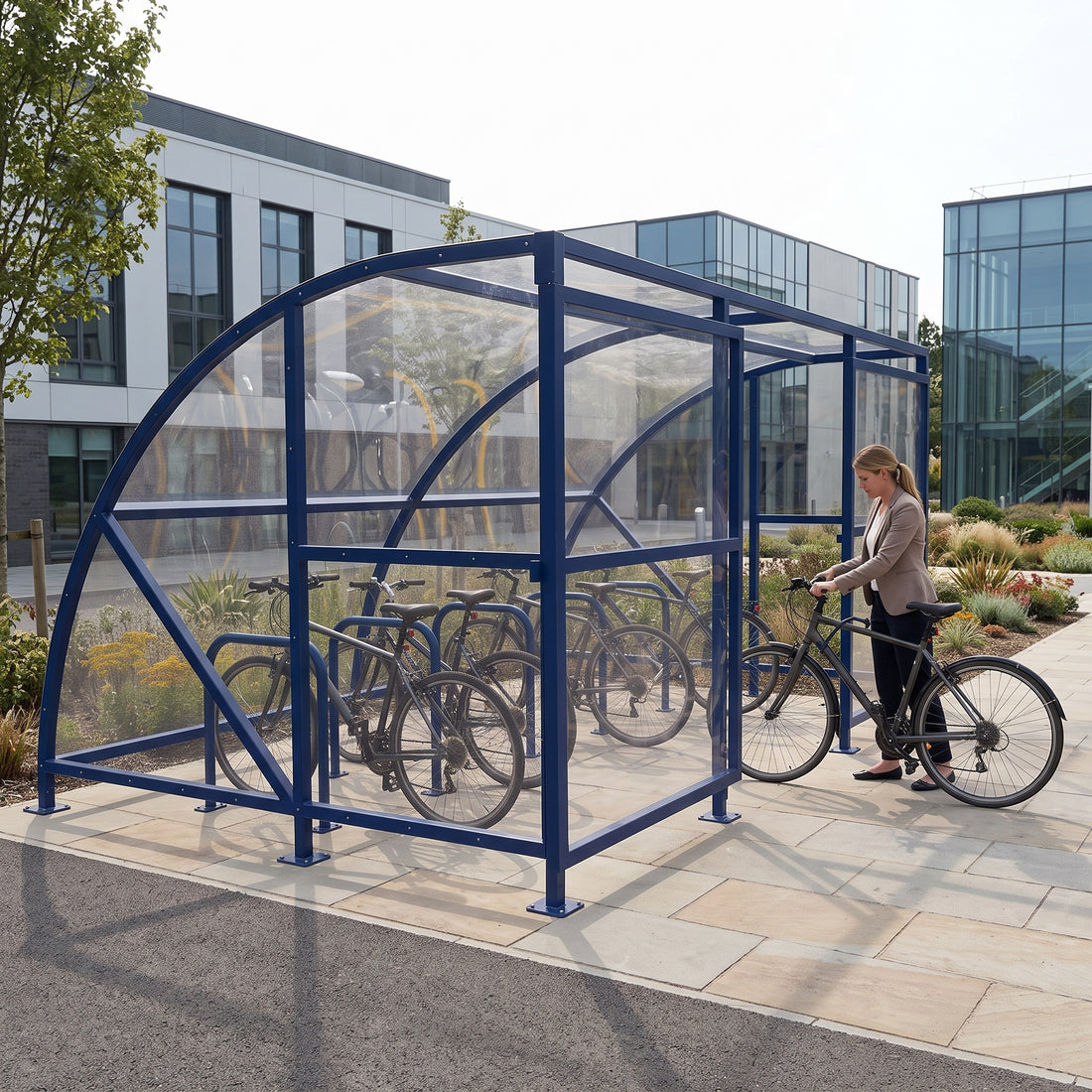 Extended Front Cycle Shelter for 10 Bikes - Secure Bicycle Parking